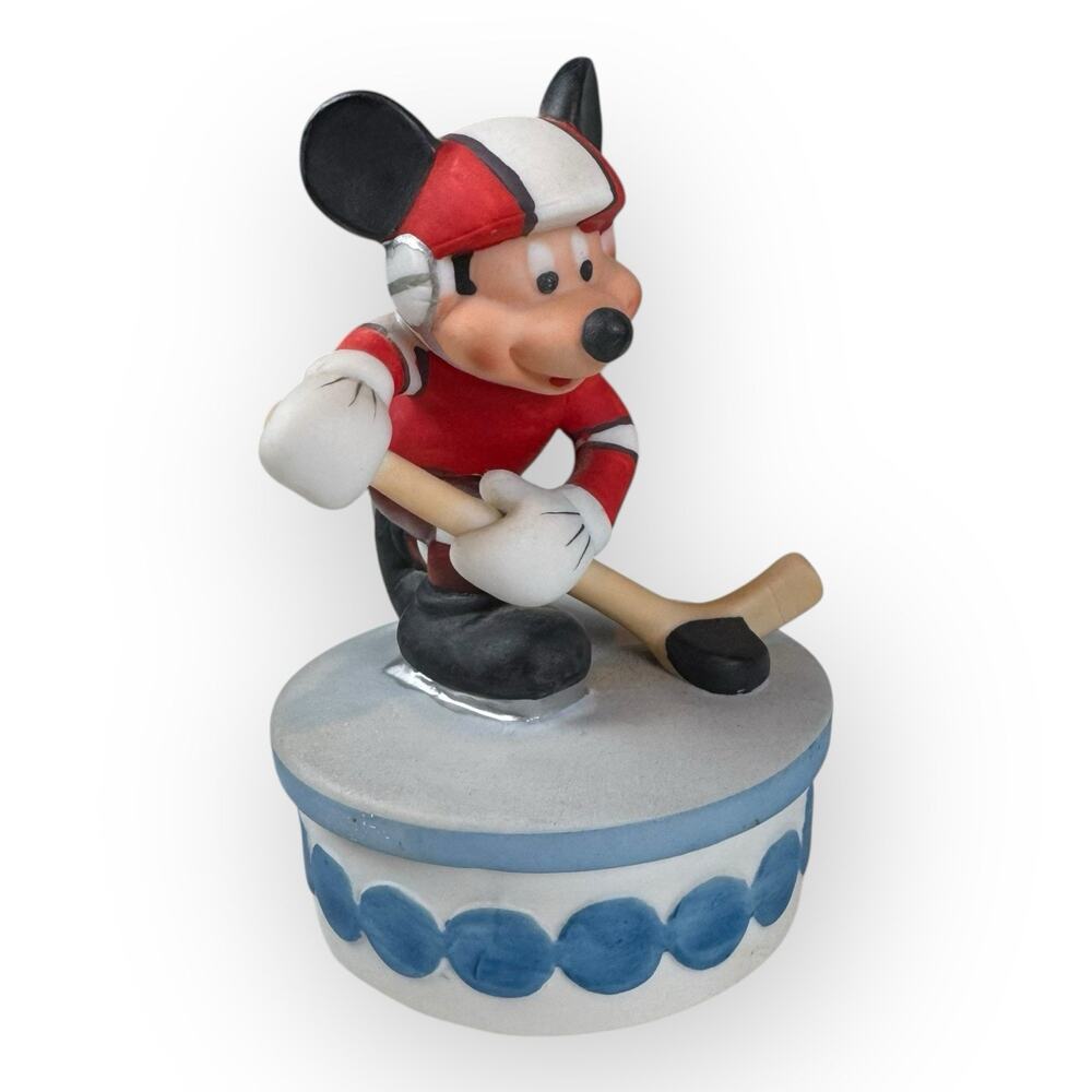 Vintage Disney Mickey Mouse Hockey "The Entertainer" Schmid Music Box- TESTED